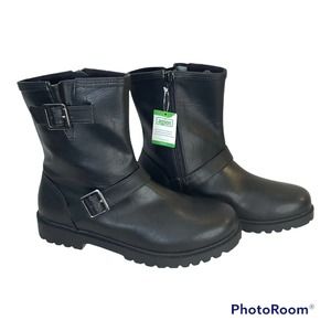 Lands End Girl's Moto Boots Size 7 US Kids Size 7 Agion Black Tech New!